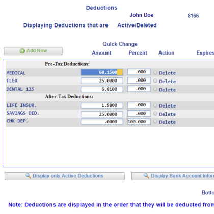 Quick Change Deductions